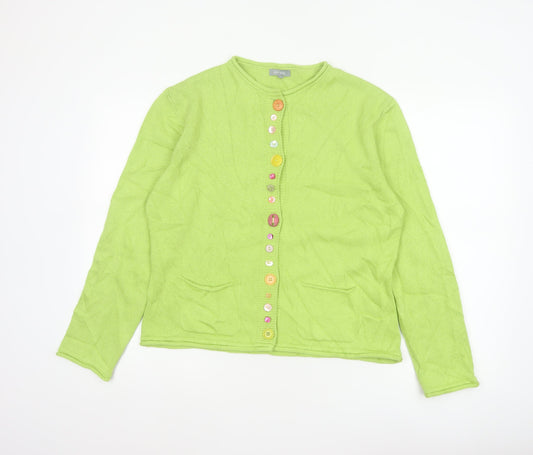 Per Una Women Green UK 18 Button Front Knit Cardigan Pockets