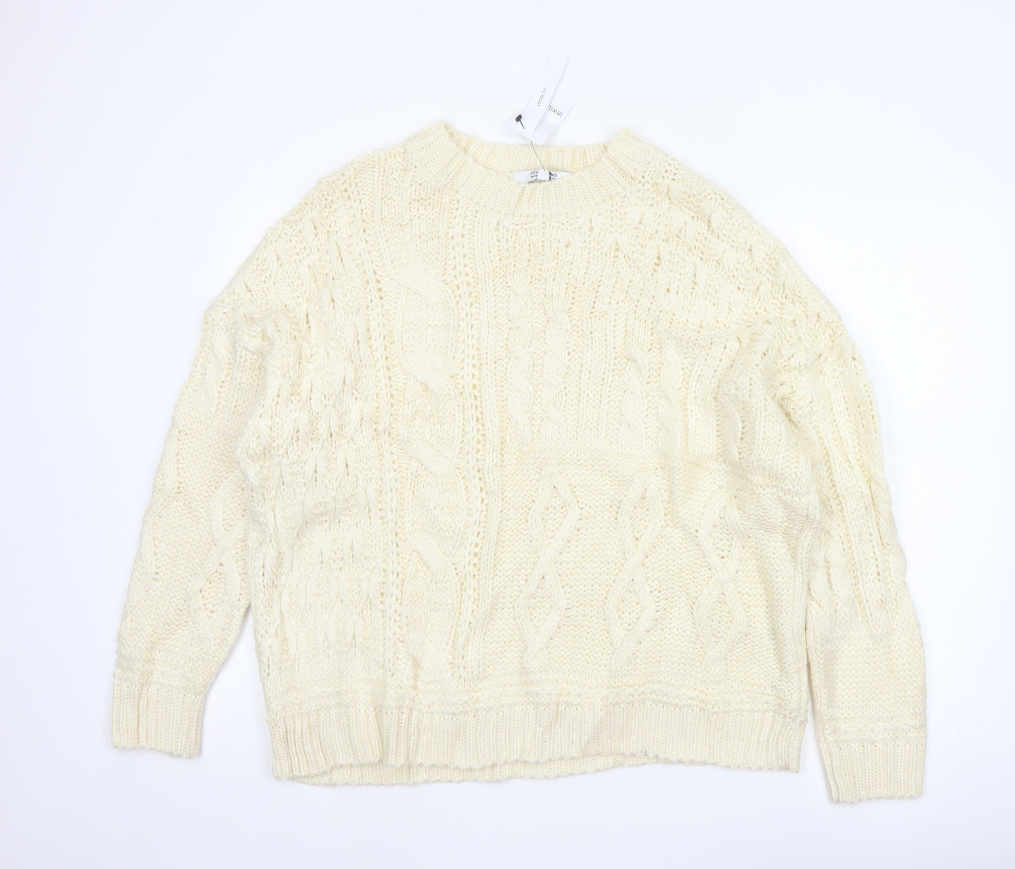 JD Williams Women Ivory Size 20 Cable Knit Crew Neck Jumper New