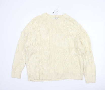 JD Williams Women Ivory Size 20 Cable Knit Crew Neck Jumper New