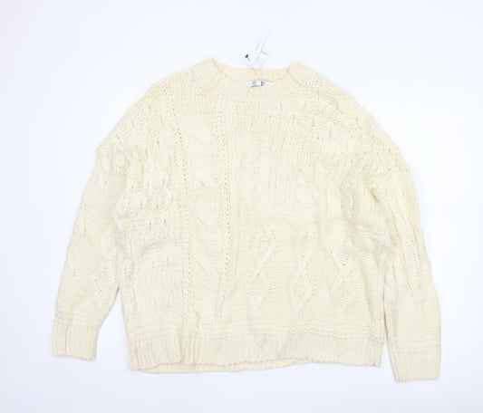 JD Williams Women Ivory Size 20 Cable Knit Crew Neck Jumper New