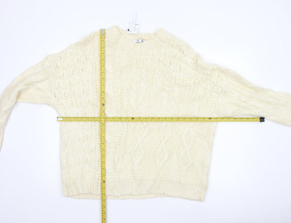 JD Williams Women Ivory Size 20 Cable Knit Crew Neck Jumper New