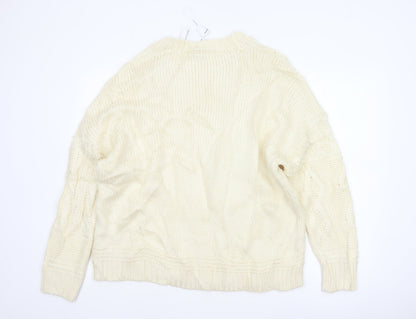 JD Williams Women Ivory Size 20 Cable Knit Crew Neck Jumper New
