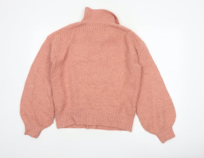Next Women Pink Button Collared Balloon Sleeve Knit Cardigan UK 12