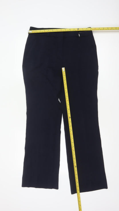 Marks and Spencer Women Navy UK 10 Long Flared Tailored Trousers