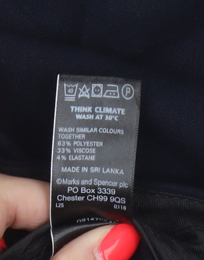 Marks and Spencer Women Navy UK 10 Long Flared Tailored Trousers