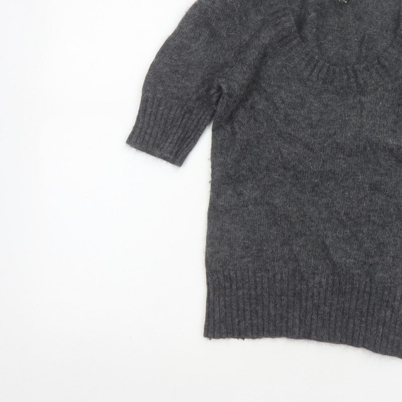 MNG Suit Women’s Grey Cowl Neck 3/4 Sleeve Knit Jumper UK 8