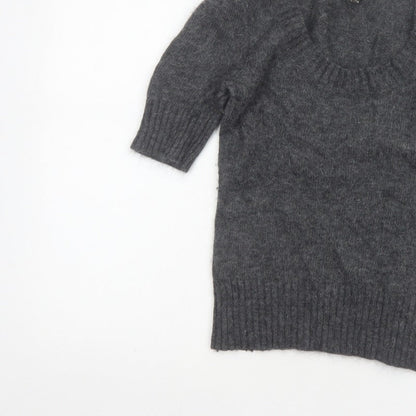 MNG Suit Women’s Grey Cowl Neck 3/4 Sleeve Knit Jumper UK 8