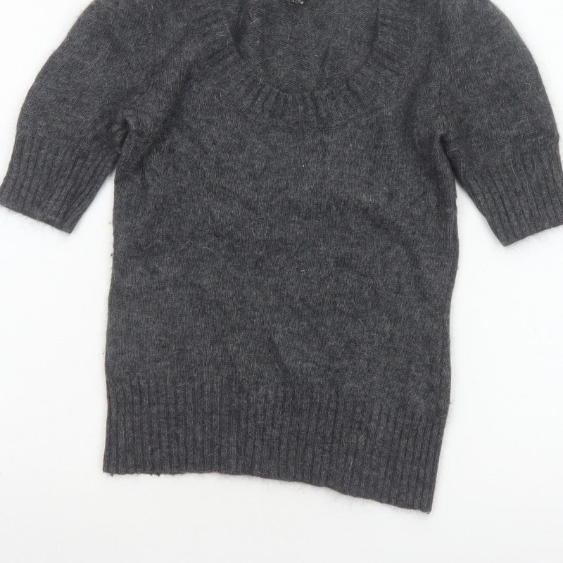MNG Suit Women’s Grey Cowl Neck 3/4 Sleeve Knit Jumper UK 8