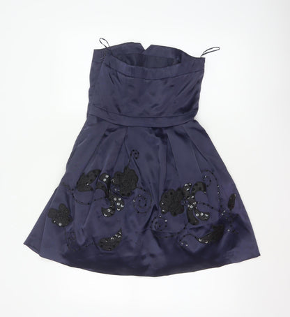 Vila Clothes Women Blue S Strapless Fit & Flare Sequin Party Dress