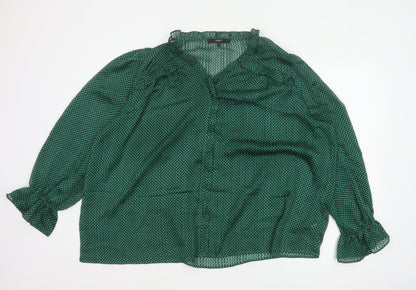 Next Women’s Green Check Sheer Ruffle Blouse Size 22 Plus