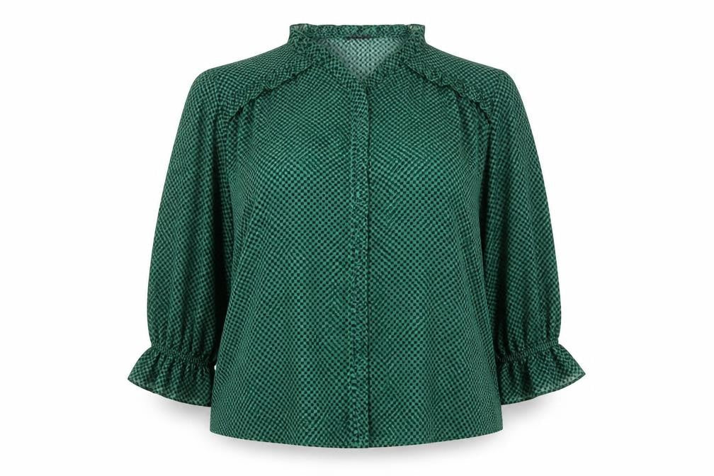 Next Women’s Green Check Sheer Ruffle Blouse Size 22 Plus