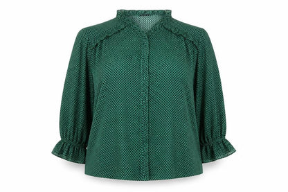 Next Women’s Green Check Sheer Ruffle Blouse Size 22 Plus