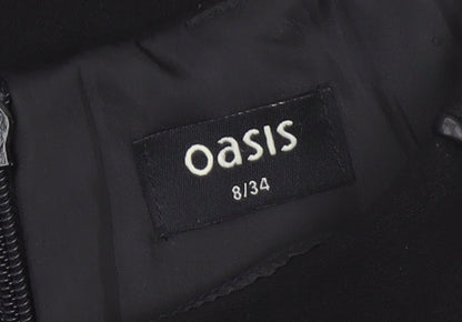 Oasis Women Black UK 8 Fit & Flare Knee Length Zip Pocket Dress