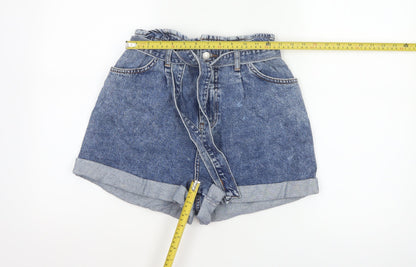 New Look Women’s Blue Denim Paperbag Belted Shorts UK 10 High Rise