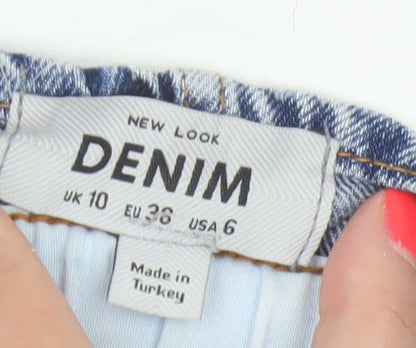 New Look Women’s Blue Denim Paperbag Belted Shorts UK 10 High Rise