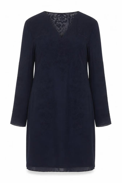 Front view of Joe Browns Women Blue UK 12 Sheath Dress Floral Lace V-Neck