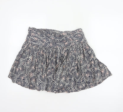 Additional front view of French Connection Women Blue Floral Cotton Skater Mini Skirt UK 10