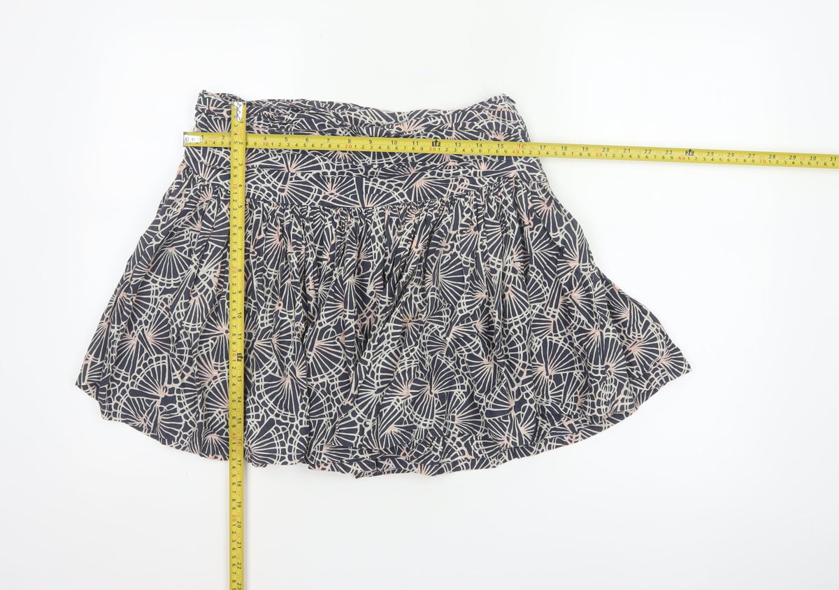 Back view of French Connection Women Blue Floral Cotton Skater Mini Skirt UK 10
