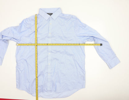 Marks & Spencer Men's Blue 19in Regular Fit Non-Iron Striped Shirt