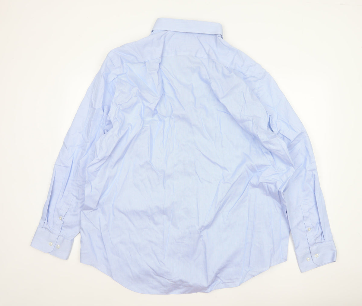 Marks & Spencer Men's Blue 19in Regular Fit Non-Iron Striped Shirt