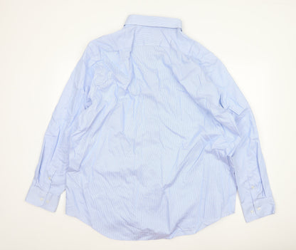 Marks & Spencer Men's Blue 19in Regular Fit Non-Iron Striped Shirt