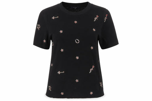 French Connection Women’s Black XS Embellished Crew Neck T-Shirt