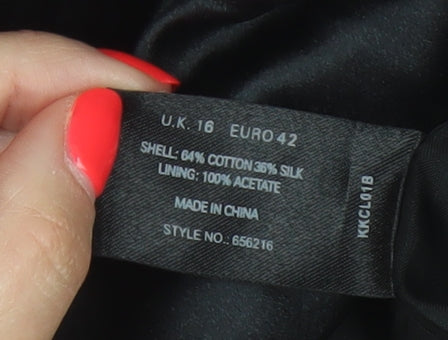 Brand and care label for Kaliko Women Purple Floral Silk Cotton UK 16 Sleeveless Sheath Dress