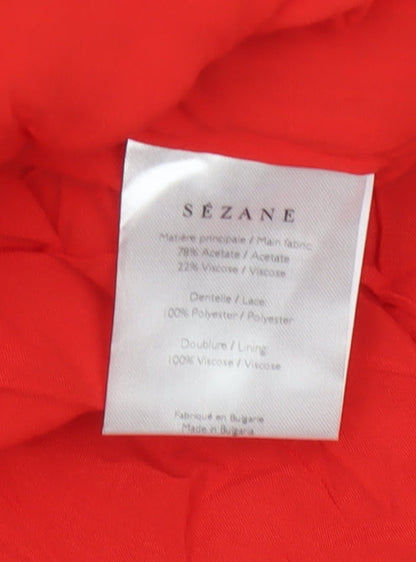 Sézane Women Red UK 8 Fit & Flare Lace Backless Wedding Dress