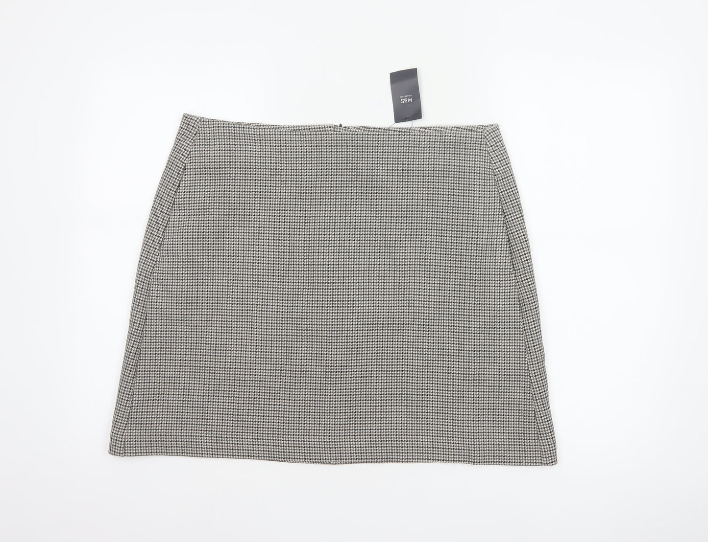 M&S Collection Women Black White Check Pencil Skirt UK 16 Lined