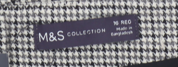 M&S Collection Women Black White Check Pencil Skirt UK 16 Lined
