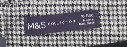 M&S Collection Women Black White Check Pencil Skirt UK 16 Lined