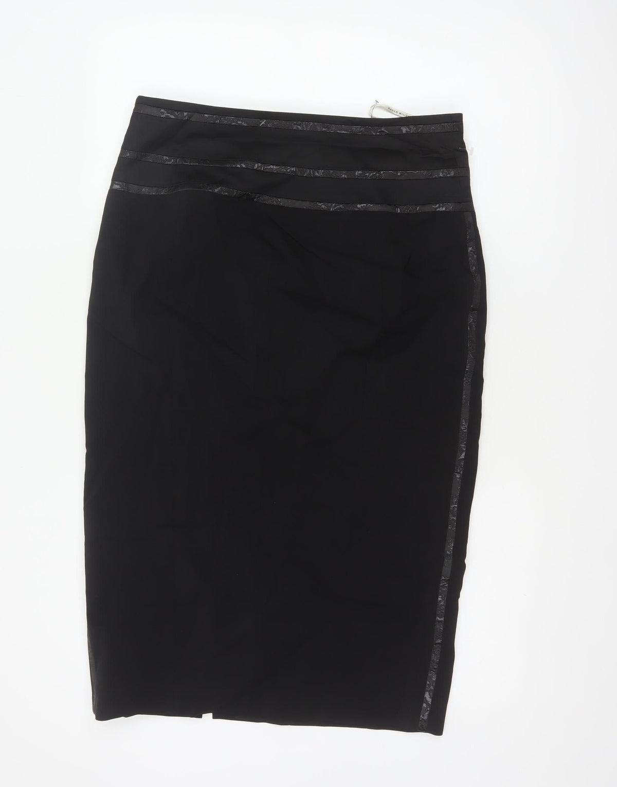 Karen Millen Women Black UK 14 Wool Pencil Knee Length Skirt