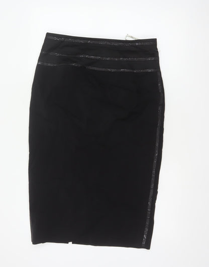 Karen Millen Women Black UK 14 Wool Pencil Knee Length Skirt