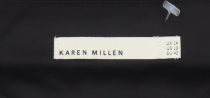 Karen Millen Women Black UK 14 Wool Pencil Knee Length Skirt