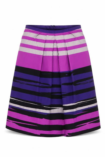 Hobbs Women Multicoloured UK 12 A-Line Knee Length Striped Cotton Skirt