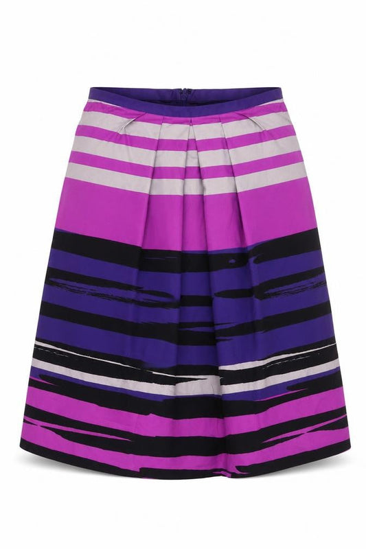 Hobbs Women Multicoloured UK 12 A-Line Knee Length Striped Cotton Skirt