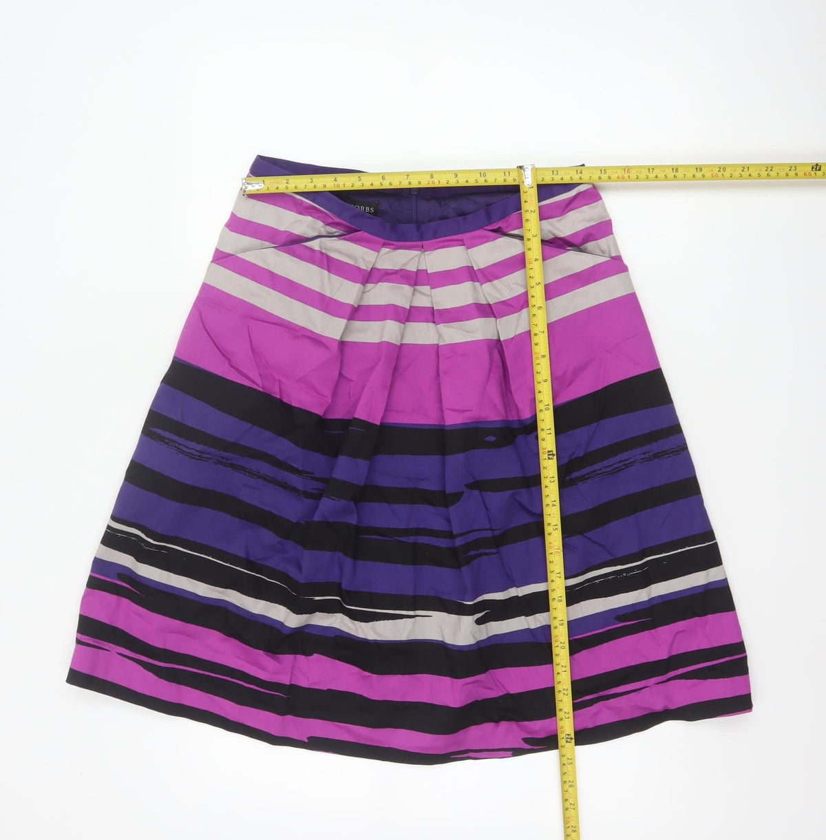 Hobbs Women Multicoloured UK 12 A-Line Knee Length Striped Cotton Skirt