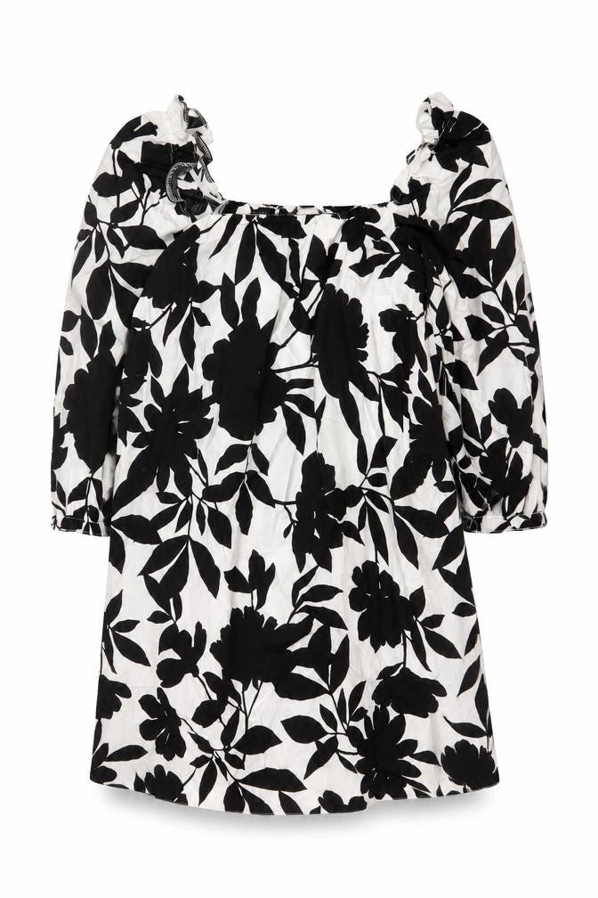 New Look Petite Women’s Black White Floral Off Shoulder Swing Dress UK 6
