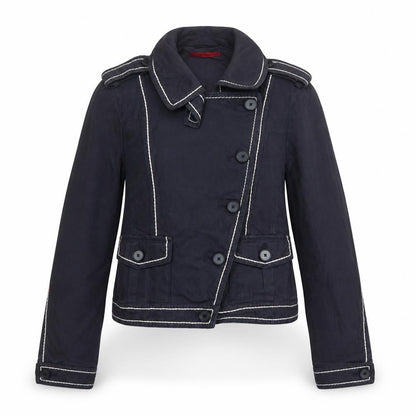 Luisa Cerano Women’s Black UK 10 Cropped Military Linen Jacket