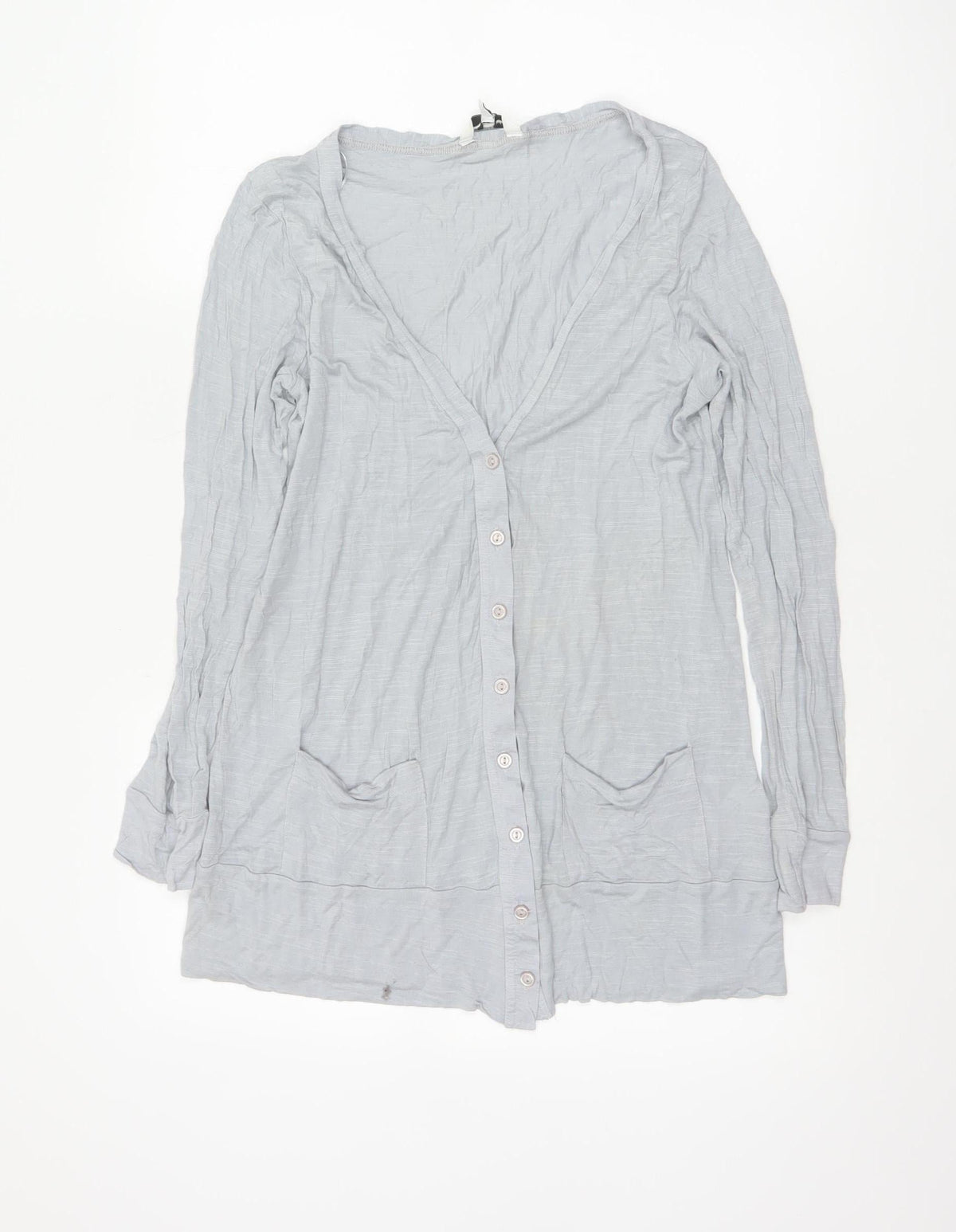 New Look Women Grey UK 14 V-Neck Button-Up Tunic Top Long Sleeve