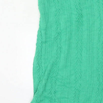 Zara Women Green 10-12 Long Sleeveless Cable Knit Jumper Dress