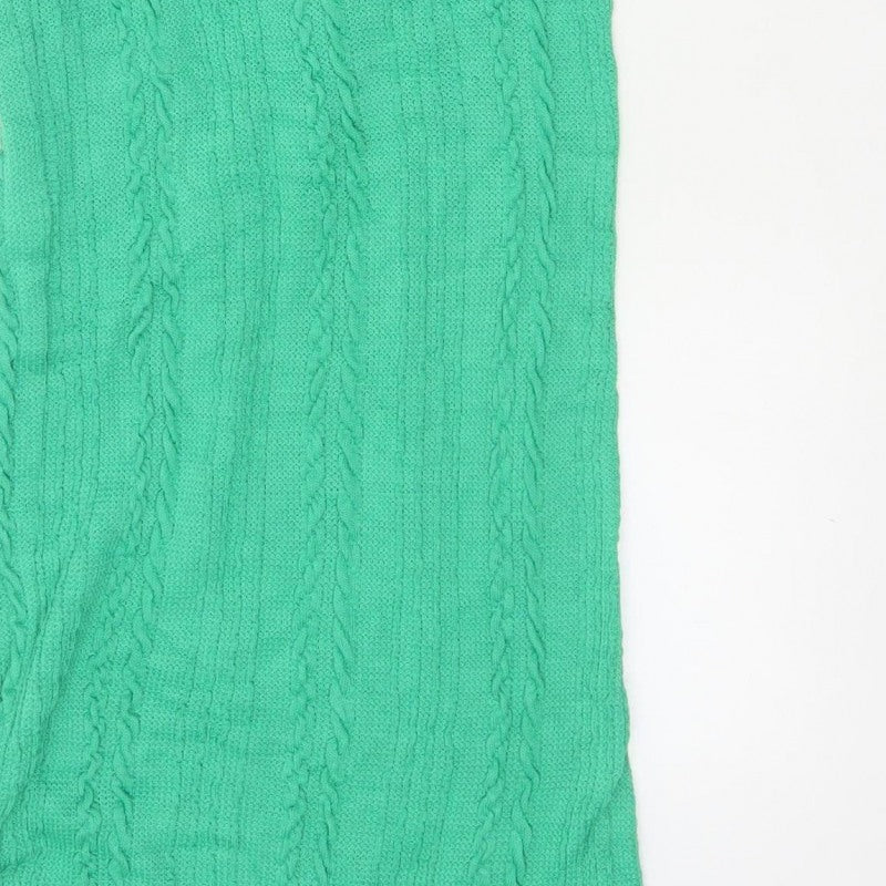 Zara Women Green 10-12 Long Sleeveless Cable Knit Jumper Dress