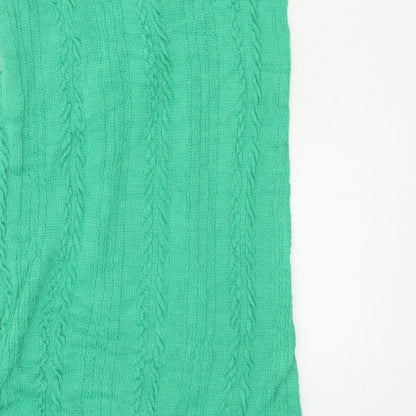 Zara Women Green 10-12 Long Sleeveless Cable Knit Jumper Dress