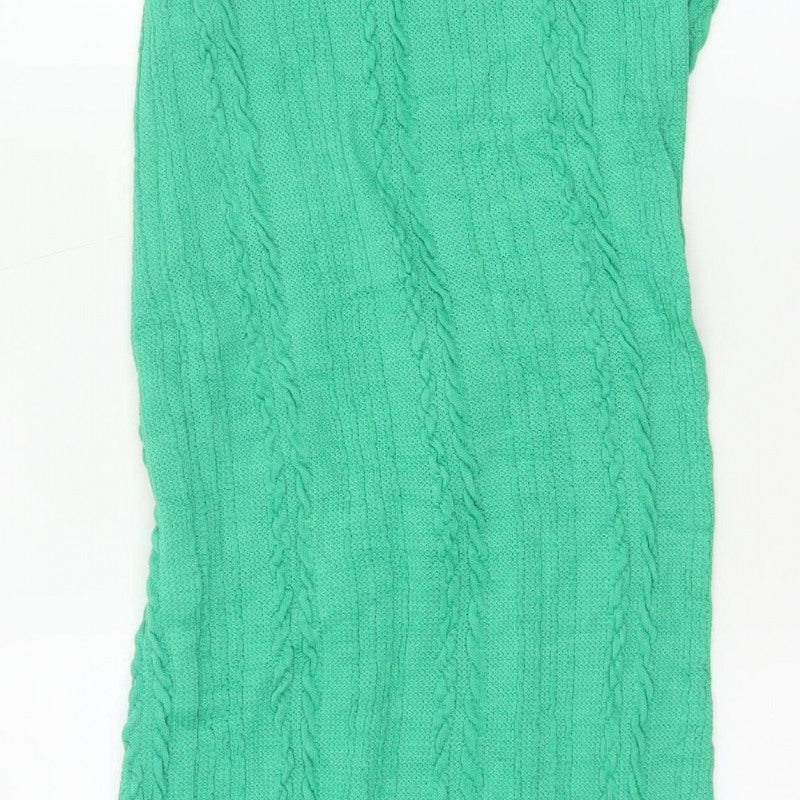 Zara Women Green 10-12 Long Sleeveless Cable Knit Jumper Dress