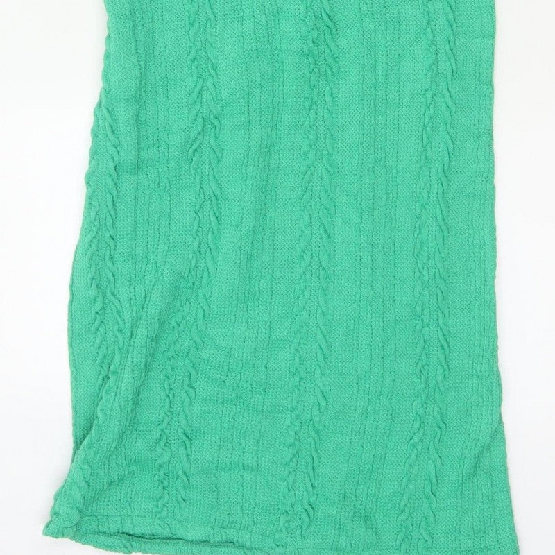 Zara Women Green 10-12 Long Sleeveless Cable Knit Jumper Dress