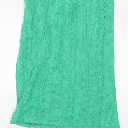 Zara Women Green 10-12 Long Sleeveless Cable Knit Jumper Dress