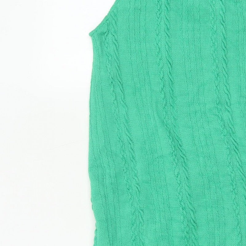 Zara Women Green 10-12 Long Sleeveless Cable Knit Jumper Dress
