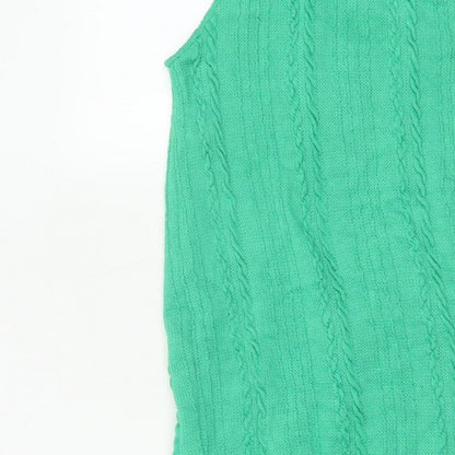 Zara Women Green 10-12 Long Sleeveless Cable Knit Jumper Dress