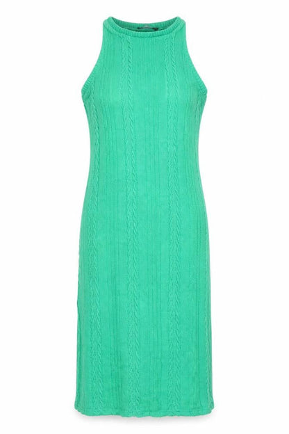 Zara Women Green 10-12 Long Sleeveless Cable Knit Jumper Dress