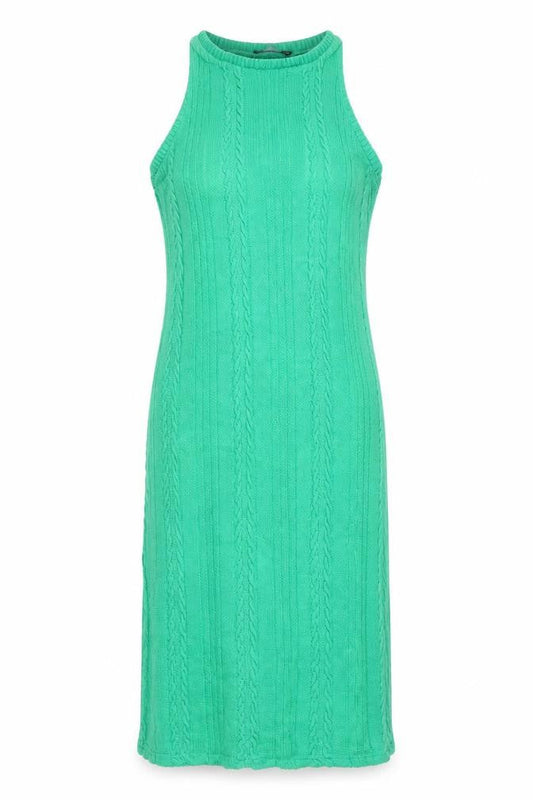 Zara Women Green 10-12 Long Sleeveless Cable Knit Jumper Dress